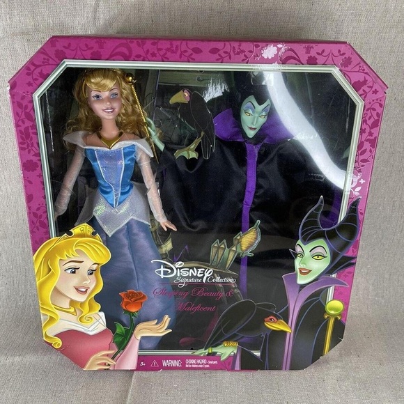 Disney Sleeping Beauty and Maleficent Doll Set - Pink Blue Black